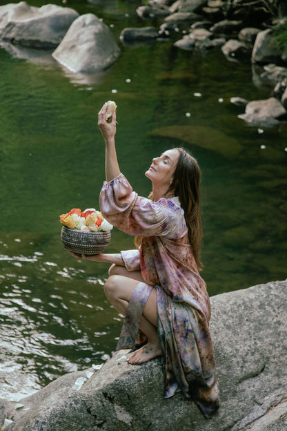AURA Silk Kaftan Wrap Dress - Pre-Order