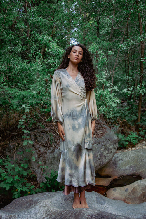 ASTRA Silk Kaftan Wrap Dress