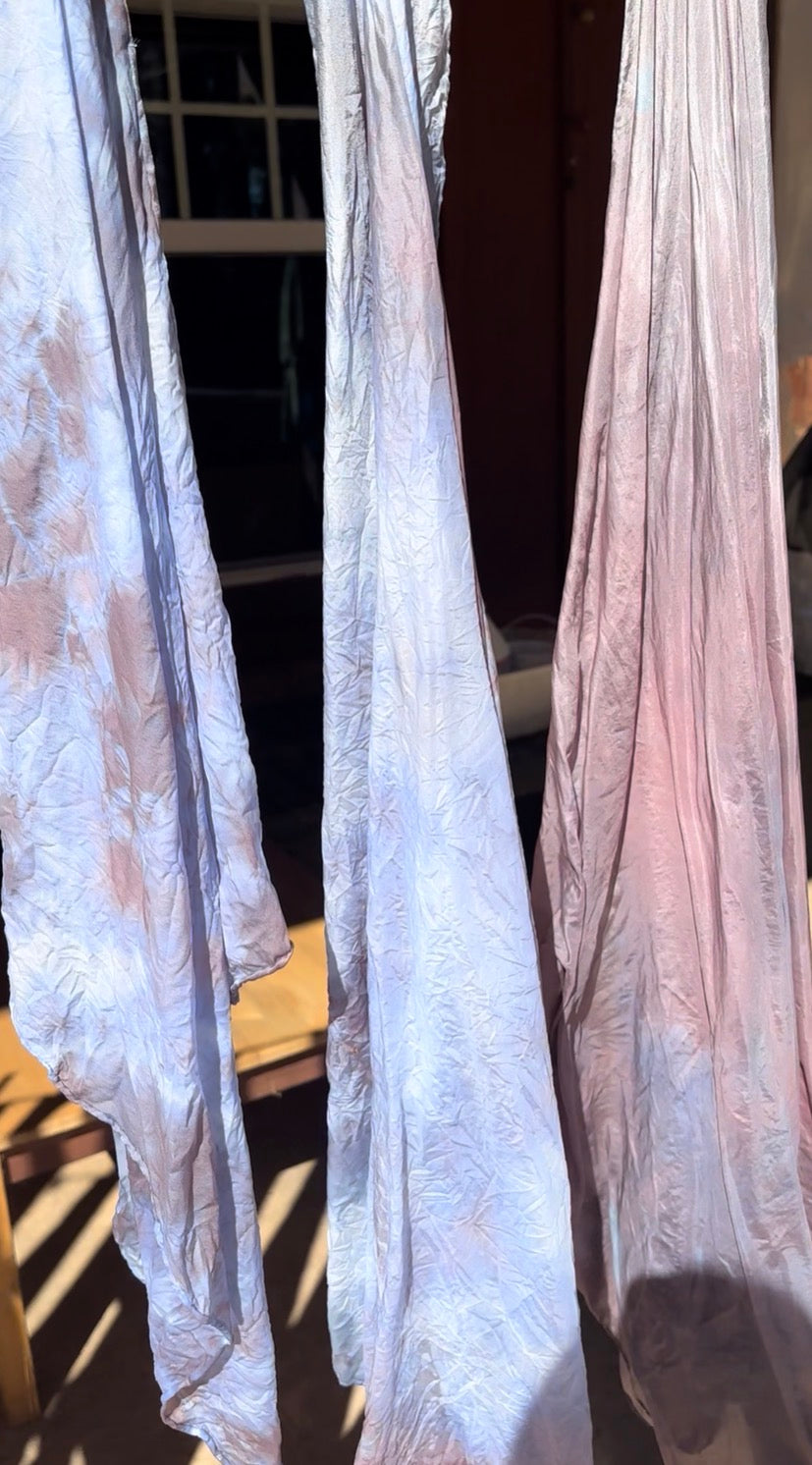 Blue Pink Iridescent Silk Scarf